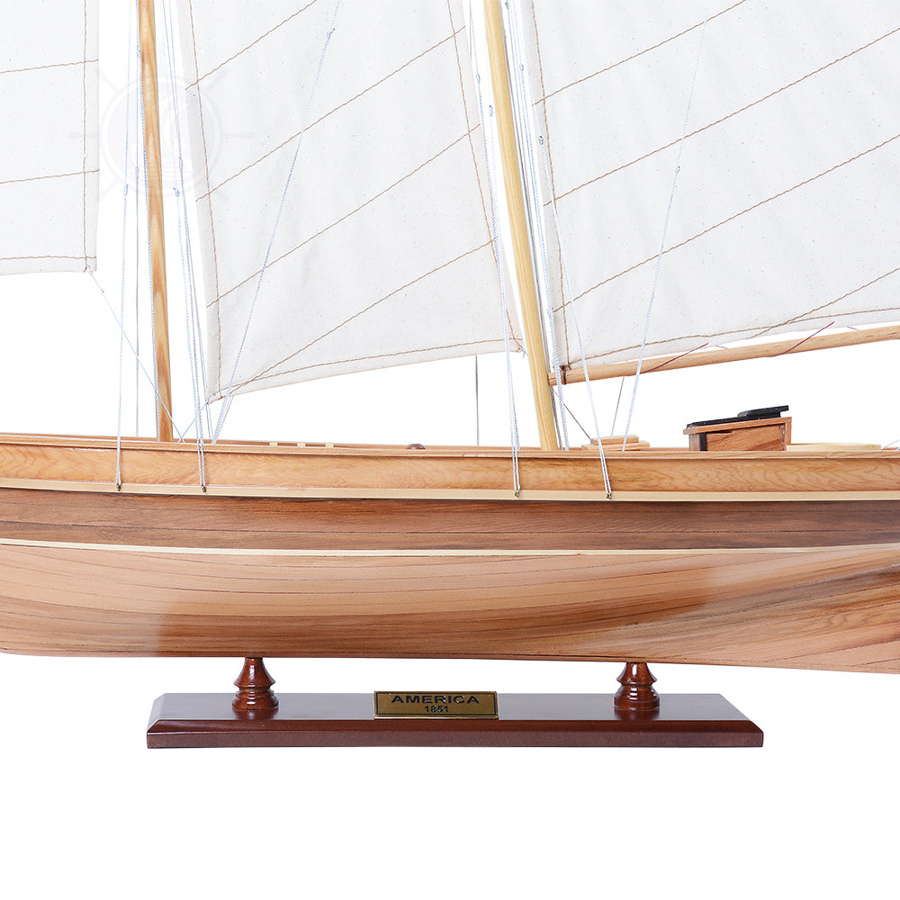 AMERICA Model Yacht Small | Partially Assembled Wooden Yacht Model For Wholesale