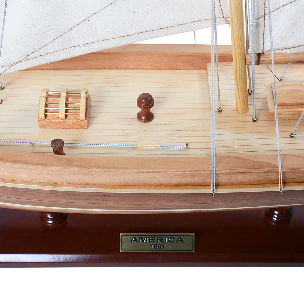 AMERICA Model Yacht Small | Partially Assembled Wooden Yacht Model For Wholesale