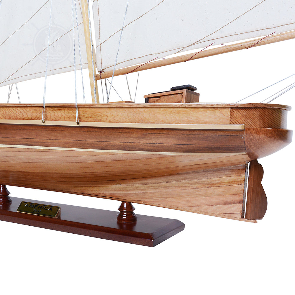 AMERICA Model Yacht Small | Partially Assembled Wooden Yacht Model For Wholesale