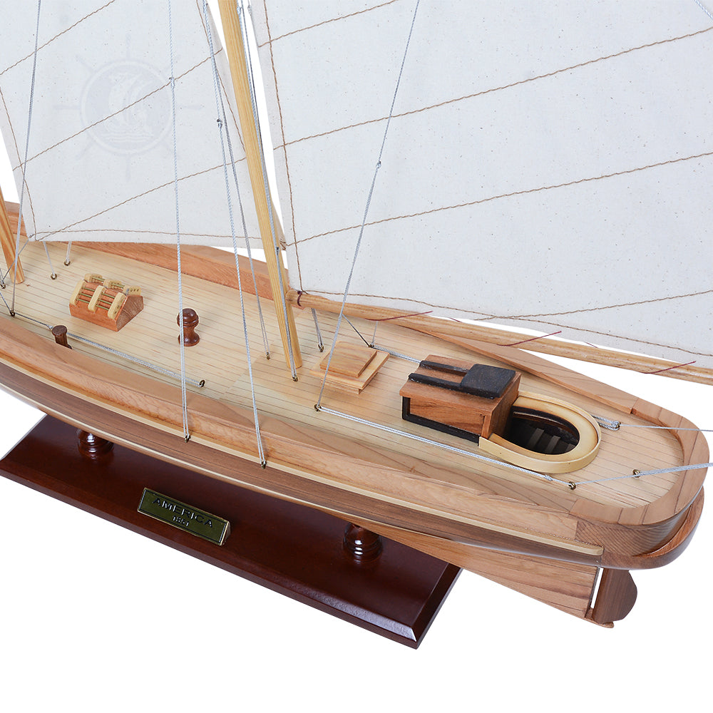 AMERICA Model Yacht Small | Partially Assembled Wooden Yacht Model For Wholesale