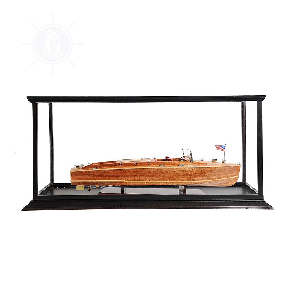 CHRIS CRAFT RUNABOUT MODEL BOAT WITH DISPLAY CASE | High-quality | Fully Assembled Wooden Model boats