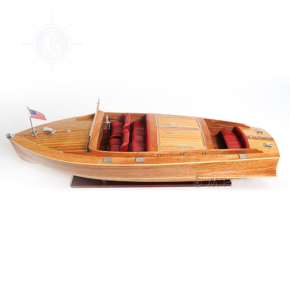 CHRIS CRAFT RUNABOUT MODEL BOAT WITH DISPLAY CASE | High-quality | Fully Assembled Wooden Model boats