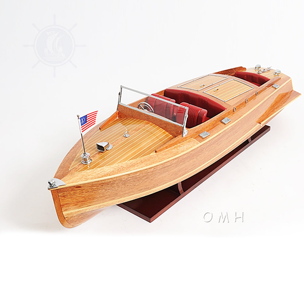 CHRIS CRAFT RUNABOUT MODEL BOAT WITH DISPLAY CASE | High-quality | Fully Assembled Wooden Model boats