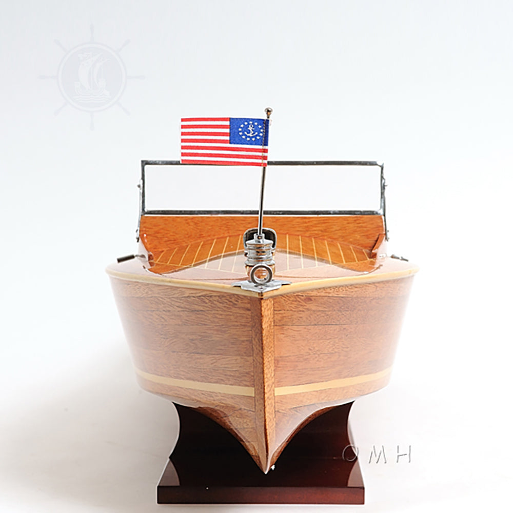 CHRIS CRAFT RUNABOUT MODEL BOAT WITH DISPLAY CASE | High-quality | Fully Assembled Wooden Model boats