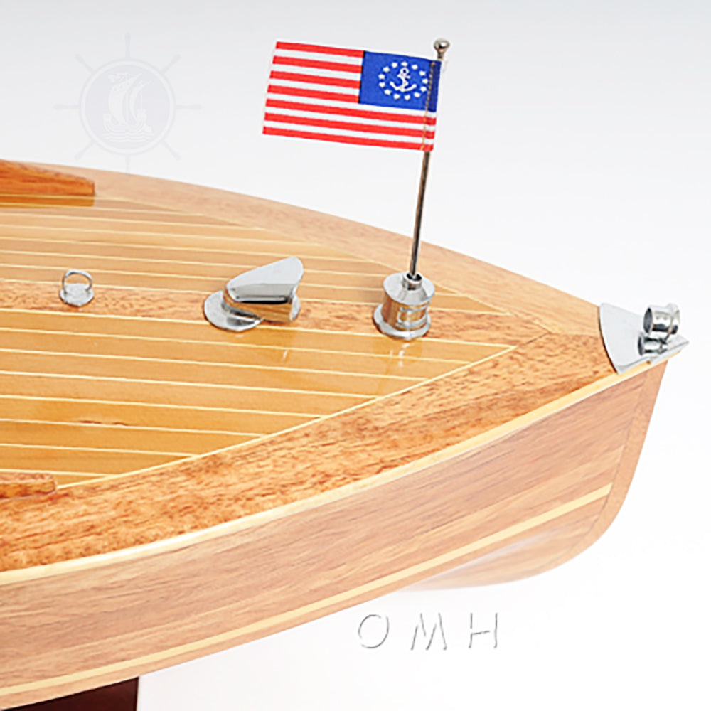 CHRIS CRAFT RUNABOUT MODEL BOAT WITH DISPLAY CASE | High-quality | Fully Assembled Wooden Model boats