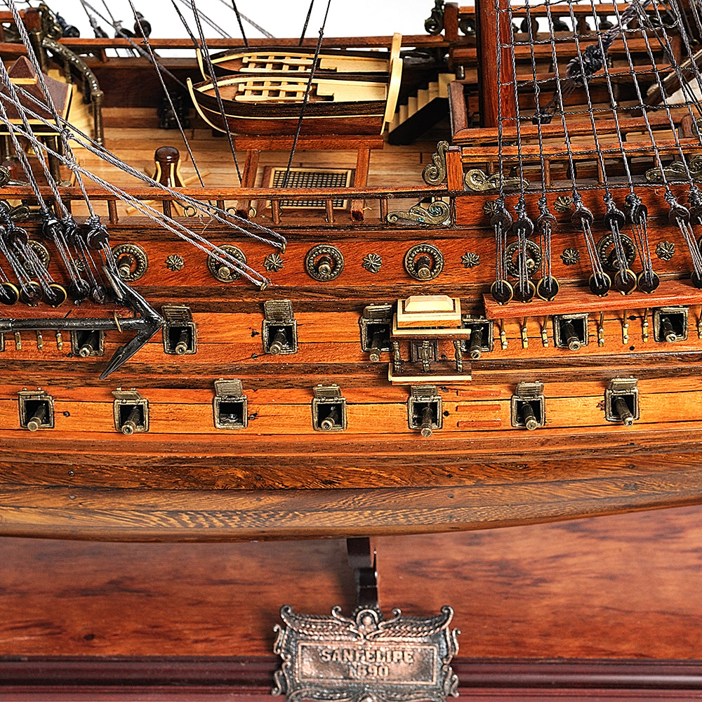 SAN FELIPE LARGE WITH TABLE TOP DISPLAY CASE | High-quality | Fully Assembled Wooden Ship Models For Wholesale