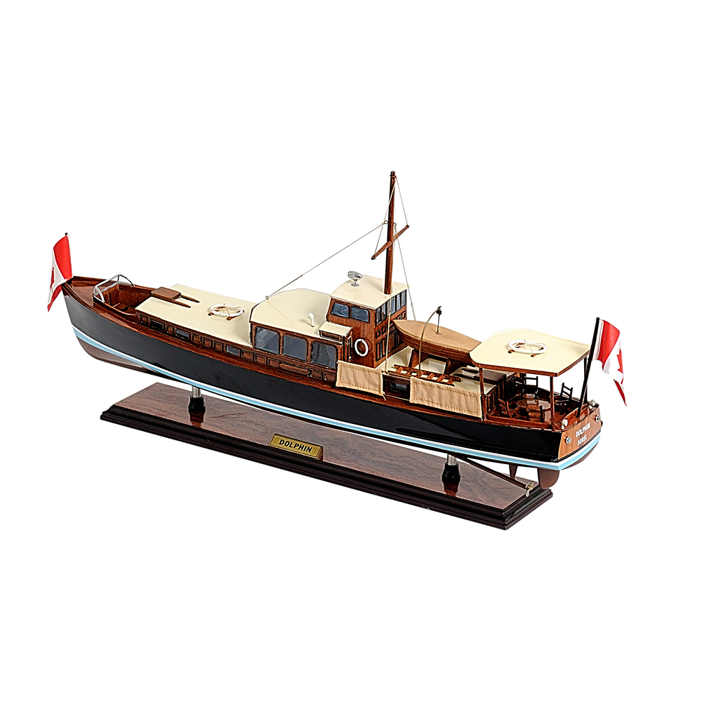 DOLPHIN MODEL BOAT PAINTED L68 | High-quality | Fully Assembled Wooden Model boats For Wholesale