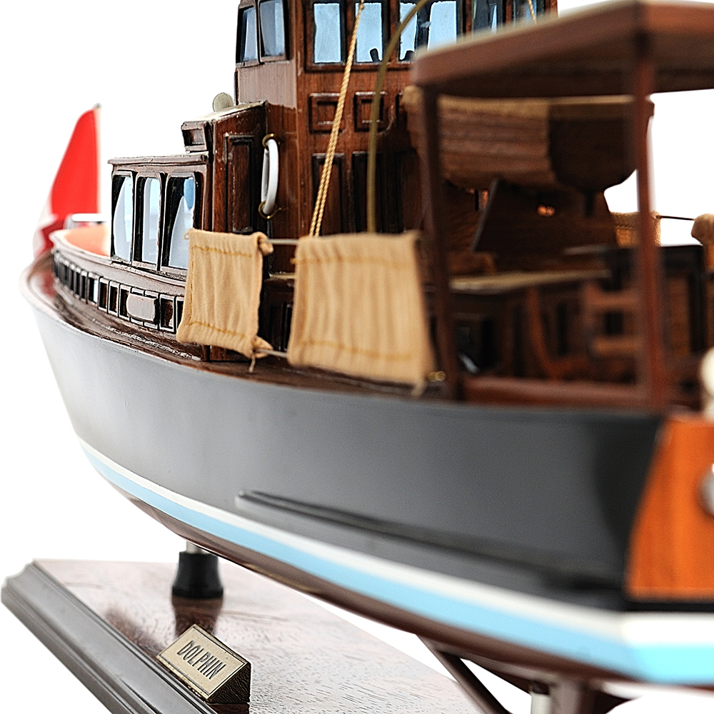 DOLPHIN MODEL BOAT PAINTED L68 | High-quality | Fully Assembled Wooden Model boats For Wholesale