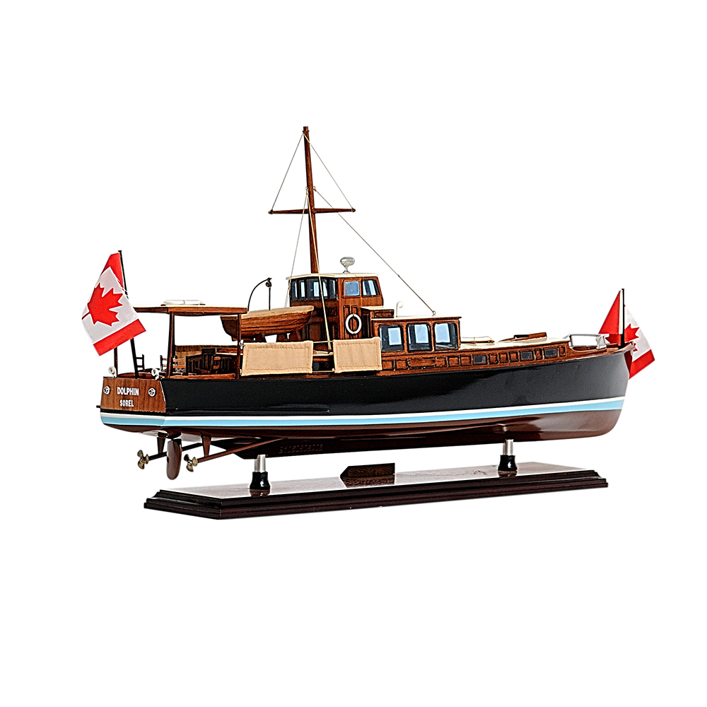 DOLPHIN MODEL BOAT PAINTED L68 | High-quality | Fully Assembled Wooden Model boats For Wholesale