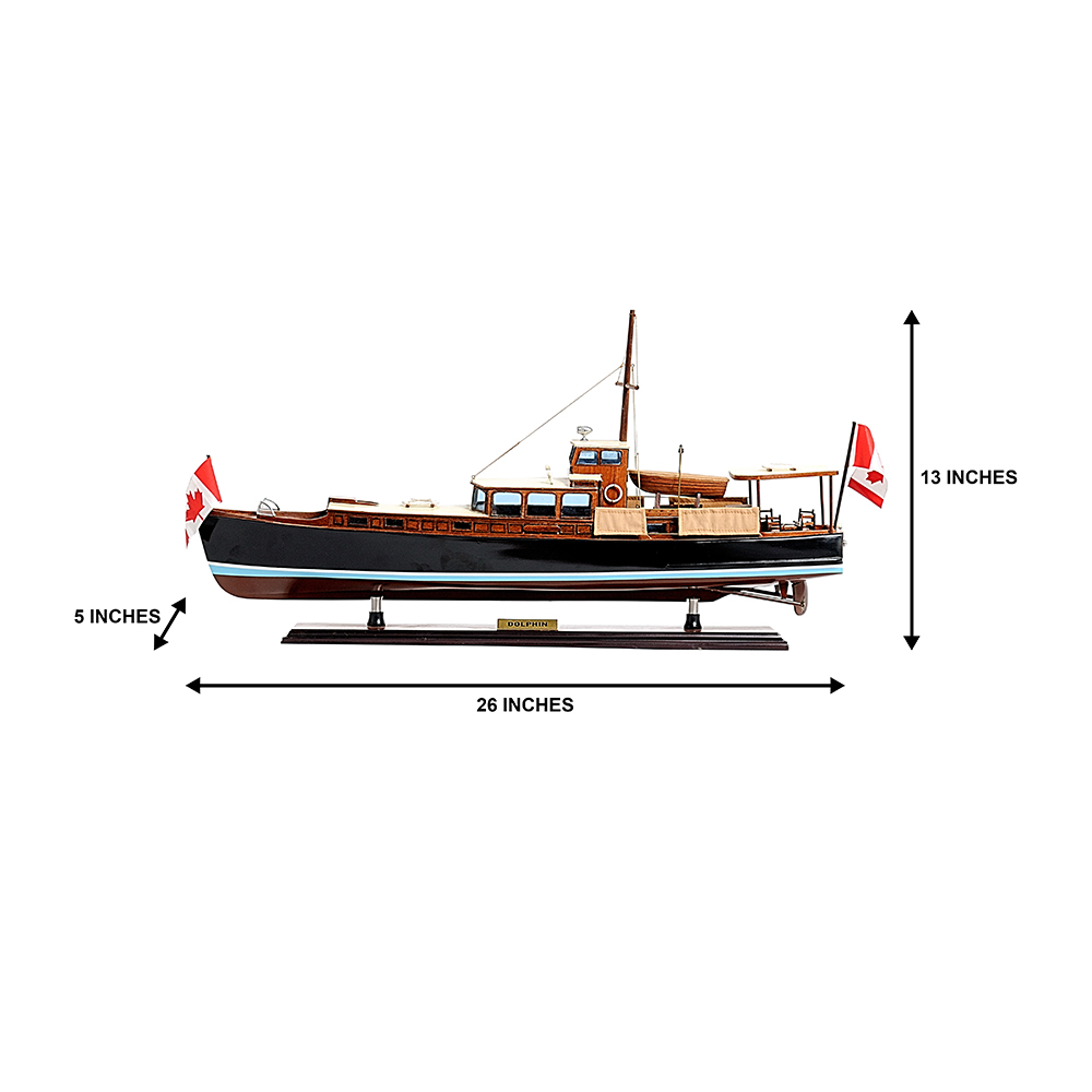 DOLPHIN MODEL BOAT PAINTED L68 | High-quality | Fully Assembled Wooden Model boats For Wholesale