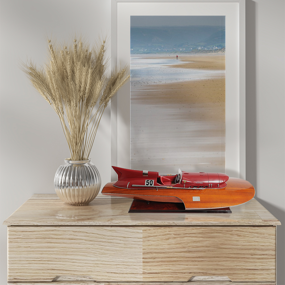 FERRARI HYDROPLANE MODEL BOAT READY FOR RC | High-quality | Fully Assembled Wooden Model boats For Wholesale
