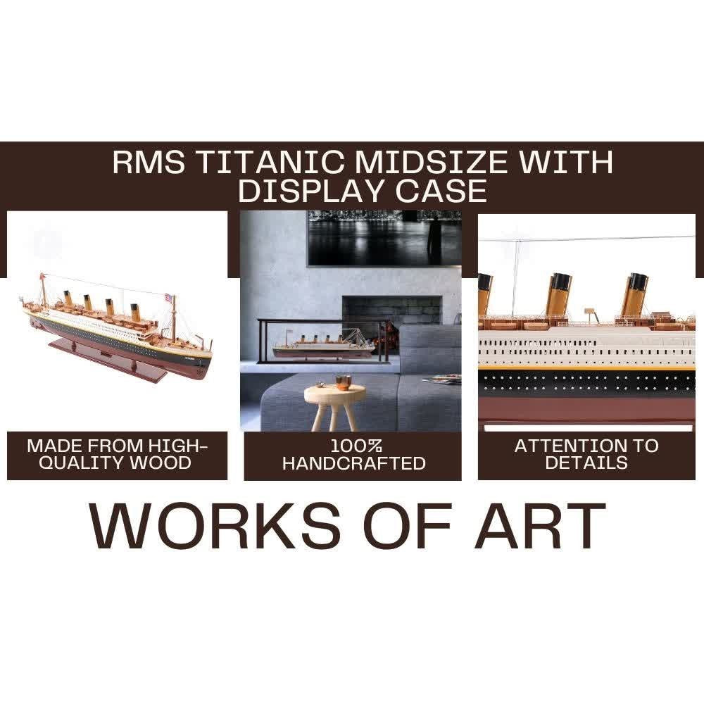 RMS TITANIC CRUISE SHIP MODEL MIDSIZE WITH DISPLAY CASE| High-quality Cruiser| Fully Assembled Wooden Model Ship