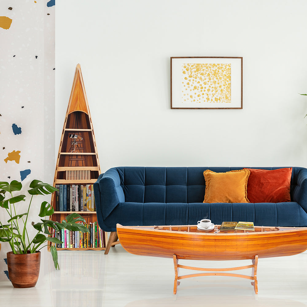 CANOE BOOK SHELF | High-quality | Fully Assembled Wooden Ship Model For Wholesale