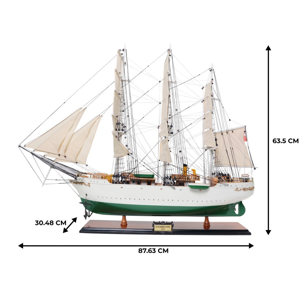 DANMARK PAINTED MODEL SHIP | High-quality | Fully Assembled Wooden Ship Models For Wholesale