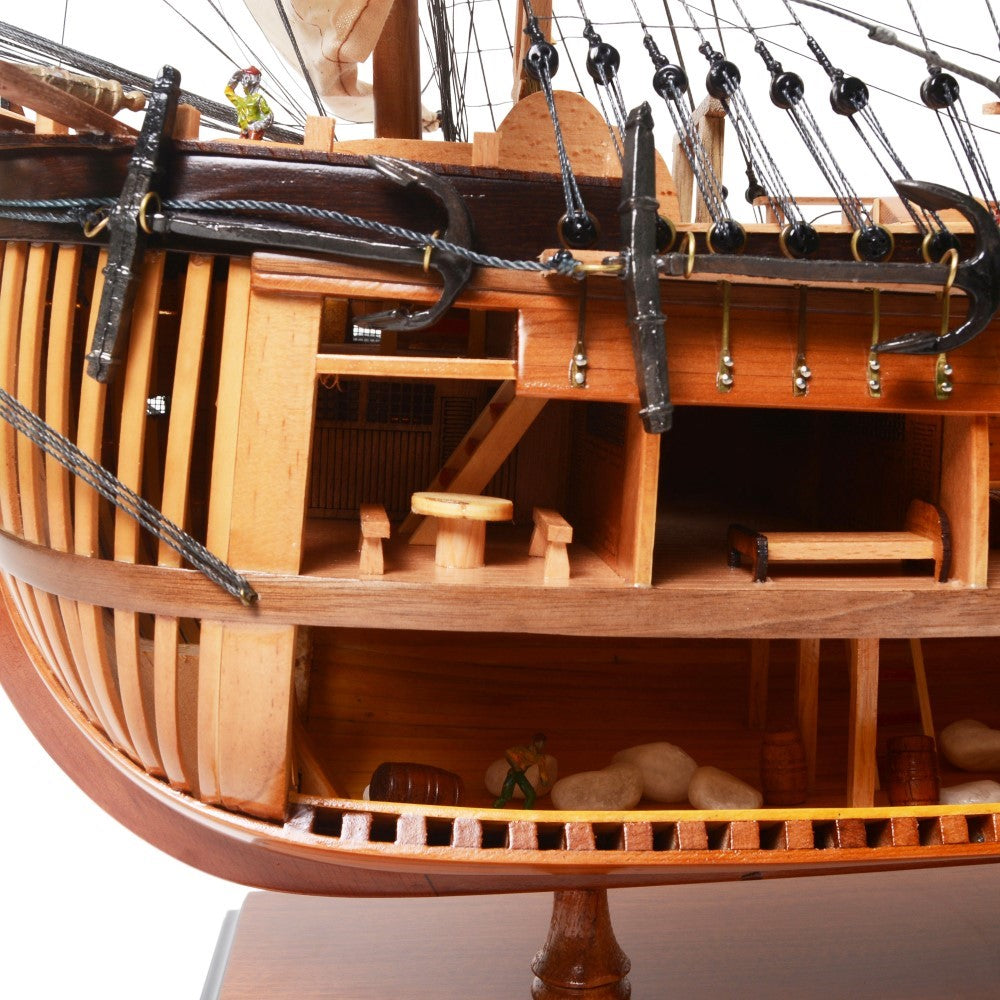 HMS ENDEAVOUR OPEN HULL MODEL SHIP L80 | High-quality | Fully Assembled Wooden Ship Models For Wholesale
