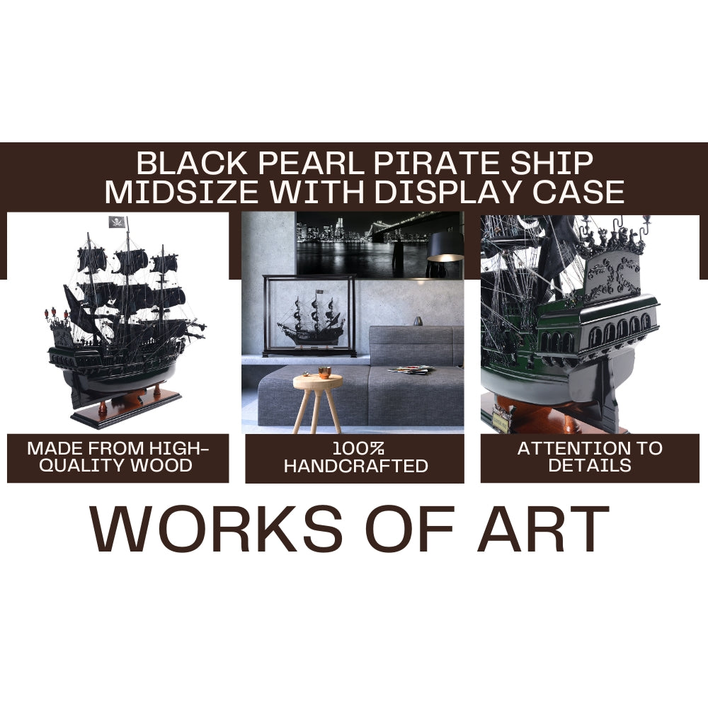 Black Pearl Pirate Ship Midsize With Display Case