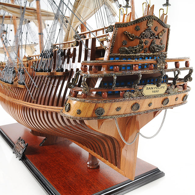 SAN FELIPE MODEL SHIP OPEN HULL L80 | High-quality | Fully Assembled Wooden Ship Models For Wholesale