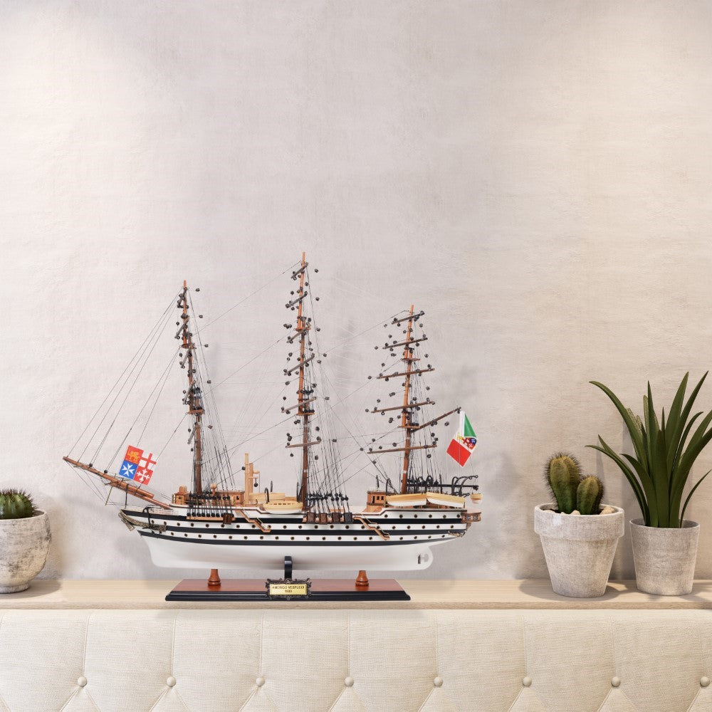 AMERIGO VESPUCCI MODEL SHIP PAINTED MEDIUM | High-quality | Fully Assembled Wooden Ship Models For Wholesale