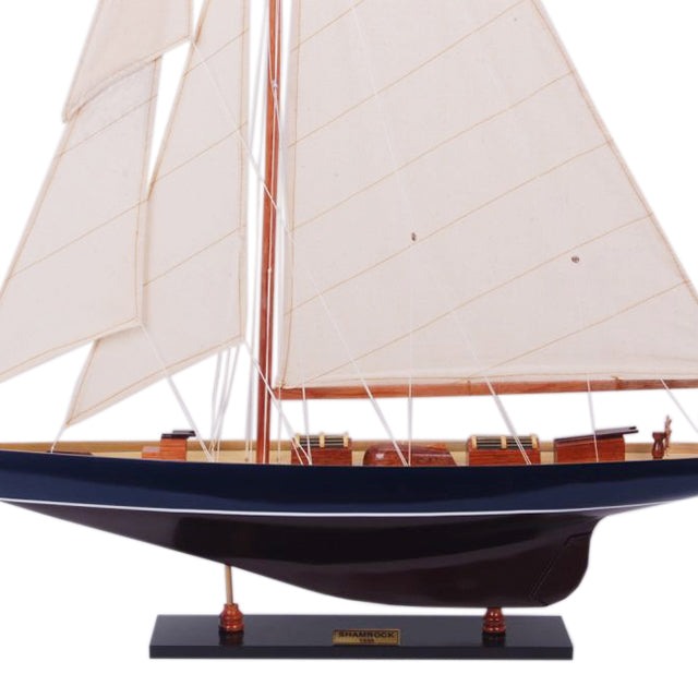 SHAMROCK DARK BLUE & BROWN PAINTED | Fully Assembled Wooden Model boats For Wholesale