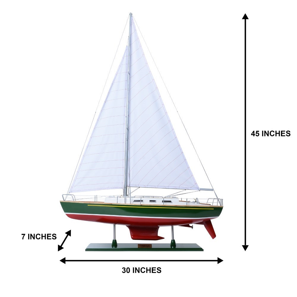 OMEGA Model Yacht 46 PAINTED | Museum-quality | Fully Assembled Wooden Ship Model For Wholesale