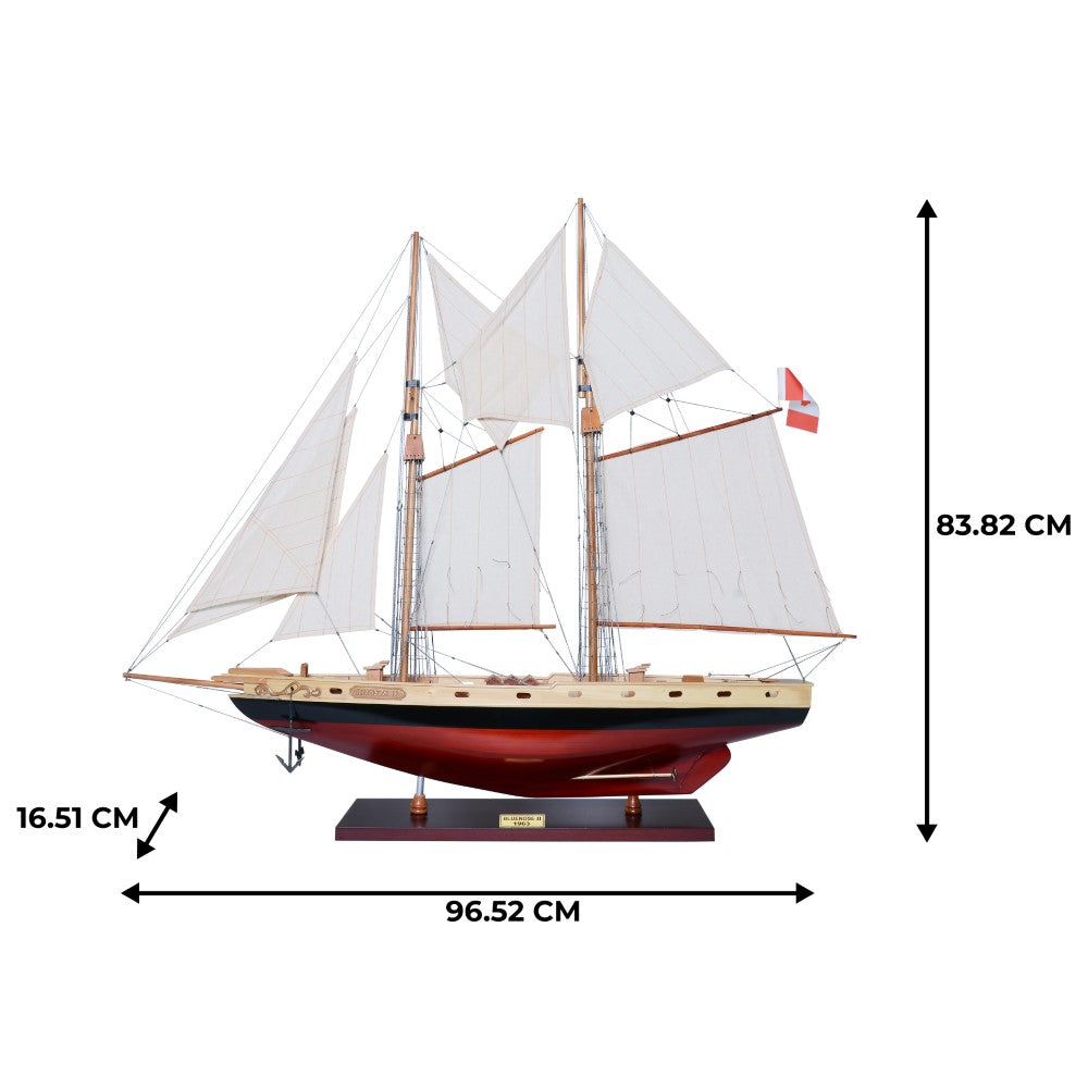 BLUENOSE II PAINTED MEDIUM Model Yacht | Partially Assembled Wooden Yacht Model For Wholesale