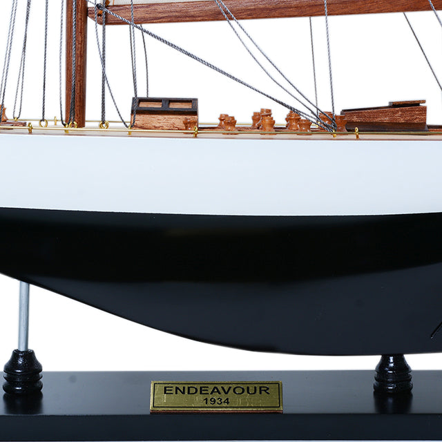 ENDEAVOUR BLACK WHITE PAINTED L60 | Fully Assembled Wooden Ship Model For Wholesale