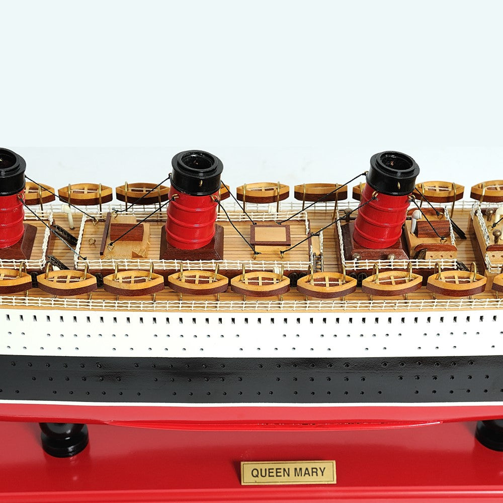 QUEEN MARY CRUISE SHIP MODEL MIDSIZE WITH DISPLAY CASE| High-quality Cruiser| Fully Assembled Wooden Model Ship