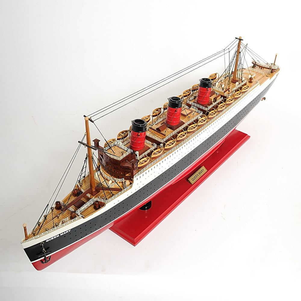 QUEEN MARY CRUISE SHIP MODEL MIDSIZE WITH DISPLAY CASE| High-quality Cruiser| Fully Assembled Wooden Model Ship