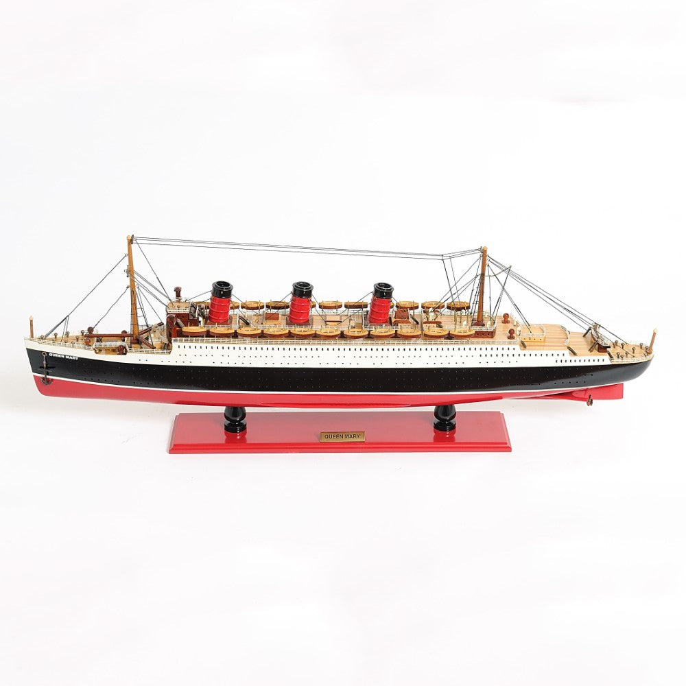 QUEEN MARY CRUISE SHIP MODEL MIDSIZE WITH DISPLAY CASE| High-quality Cruiser| Fully Assembled Wooden Model Ship