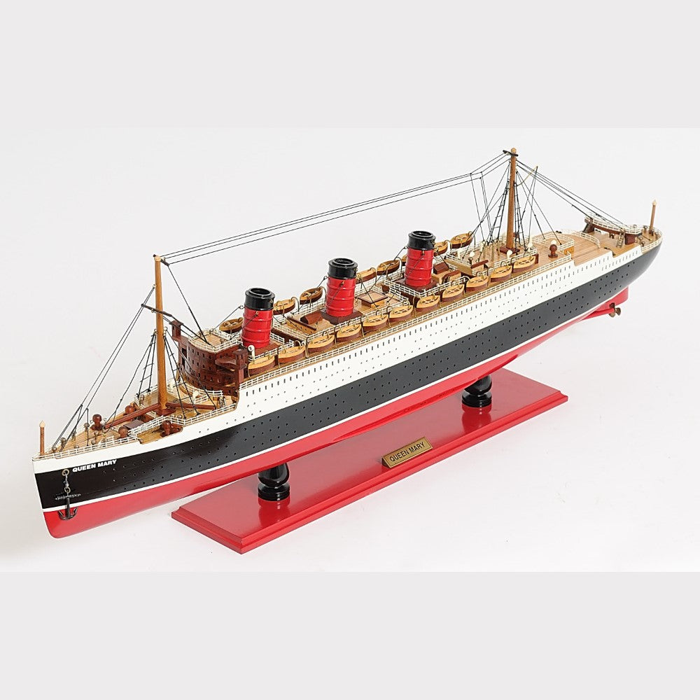QUEEN MARY CRUISE SHIP MODEL MIDSIZE WITH DISPLAY CASE| High-quality Cruiser| Fully Assembled Wooden Model Ship