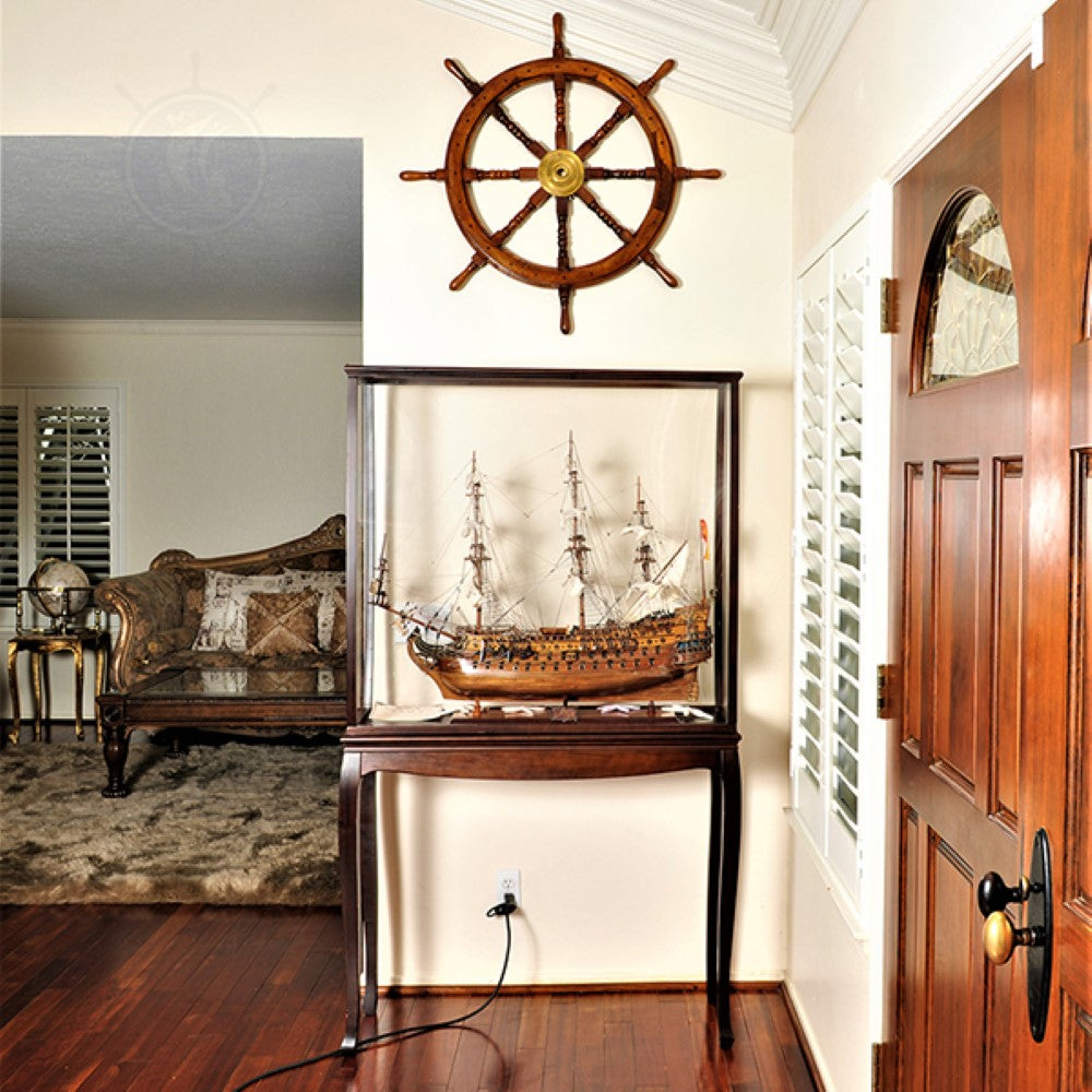 SAN FELIPE LARGE WITH FLOOR DISPLAY CASE | High-quality | Fully Assembled Wooden Ship Models For Wholesale