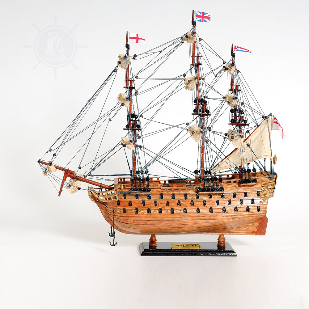 HMS VICTORY MODEL SHIP SMALL WITH DISPLAY CASE | High-quality | Fully Assembled Wooden Ship Models