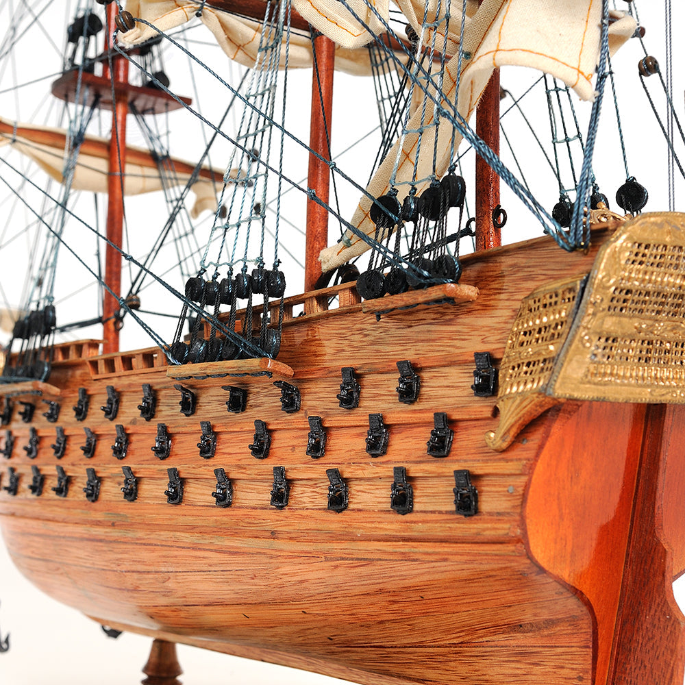 HMS VICTORY MODEL SHIP SMALL WITH DISPLAY CASE | High-quality | Fully Assembled Wooden Ship Models