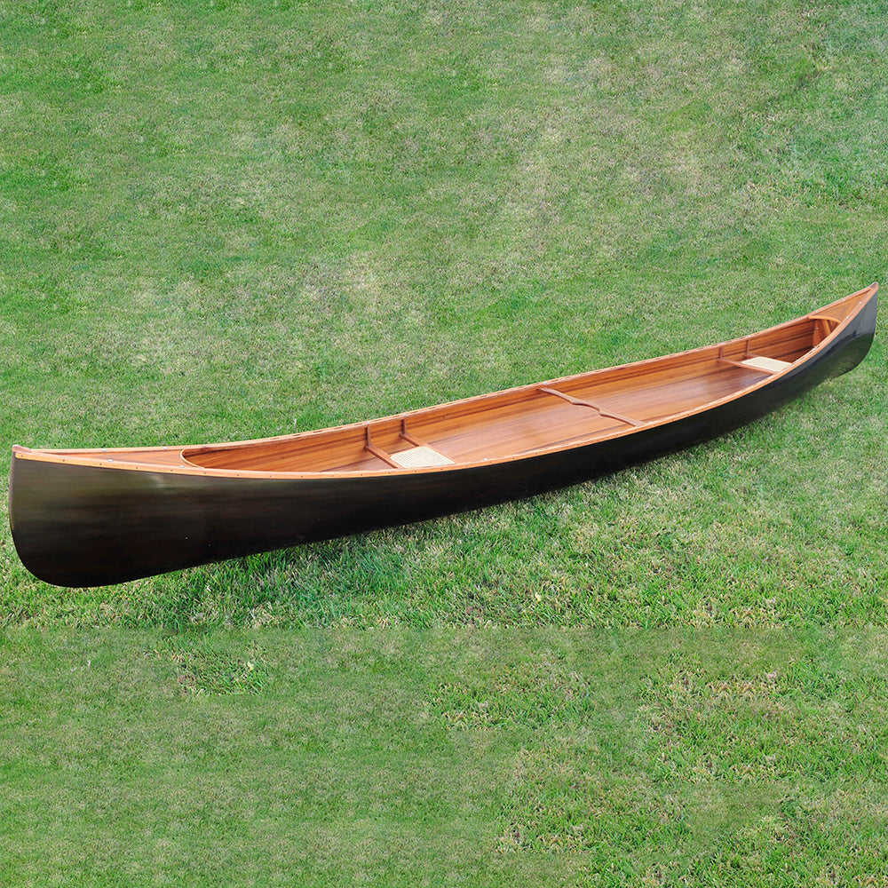 SKEENA CANOE DARK FINISH 18' | Wooden Kayak | Boat | Canoe with Paddles for fishing and water sports