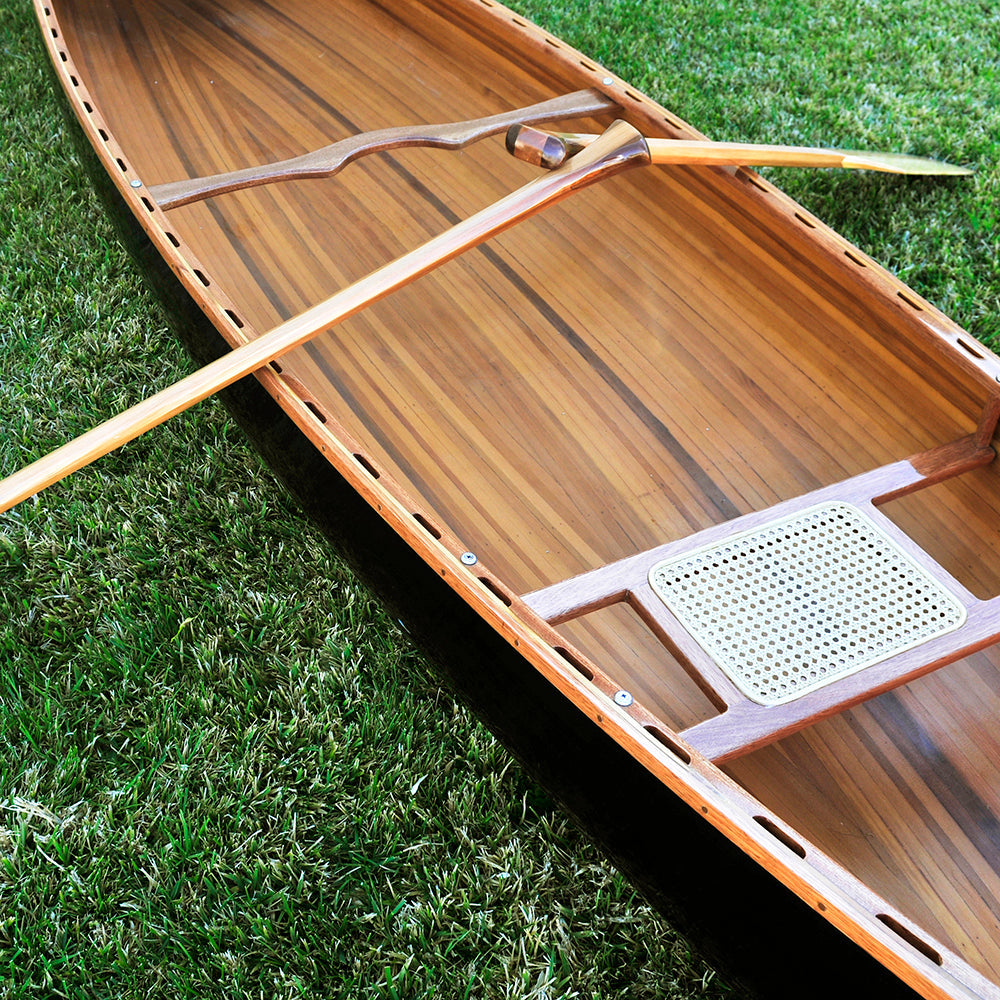 SKEENA CANOE DARK FINISH 18' | Wooden Kayak | Boat | Canoe with Paddles for fishing and water sports