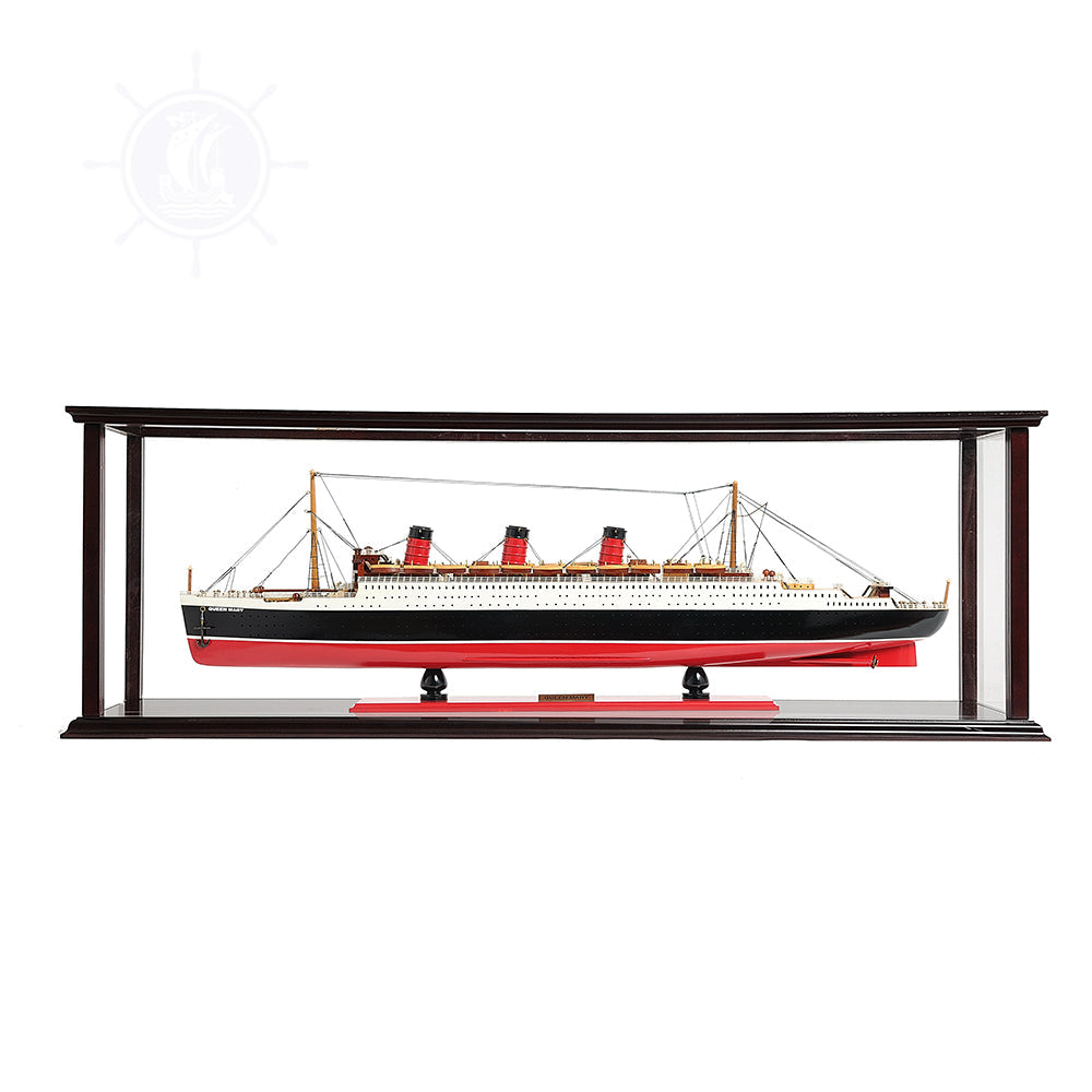 QUEEN MARY CRUISE SHIP MODEL LARGE WITH DISPLAY CASE| High-quality Cruiser| Fully Assembled Wooden Model Ship