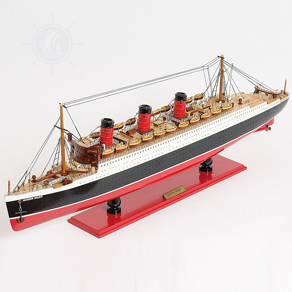 QUEEN MARY CRUISE SHIP MODEL LARGE WITH DISPLAY CASE| High-quality Cruiser| Fully Assembled Wooden Model Ship