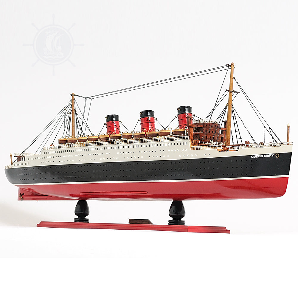 QUEEN MARY CRUISE SHIP MODEL LARGE WITH DISPLAY CASE| High-quality Cruiser| Fully Assembled Wooden Model Ship