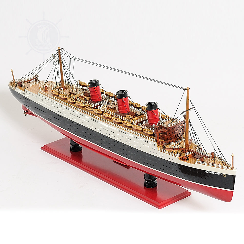 QUEEN MARY CRUISE SHIP MODEL LARGE WITH DISPLAY CASE| High-quality Cruiser| Fully Assembled Wooden Model Ship