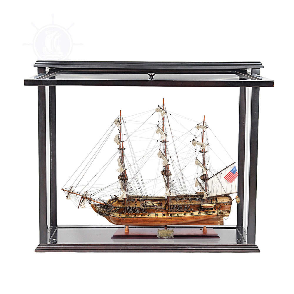 USS CONSTITUTION MODEL SHIP MID WITH DISPLAY CASE FRONT OPEN | High-quality | Fully Assembled Wooden Ship Models