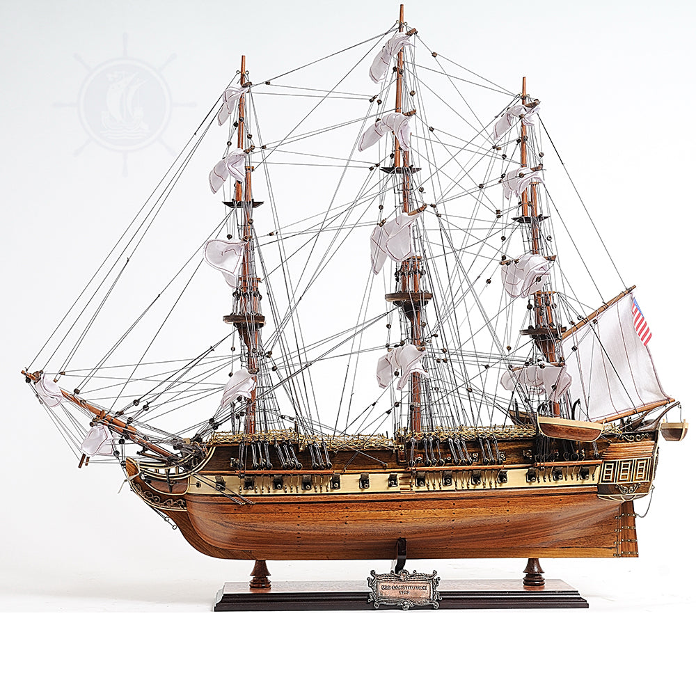 USS CONSTITUTION MODEL SHIP MID WITH DISPLAY CASE FRONT OPEN | High-quality | Fully Assembled Wooden Ship Models