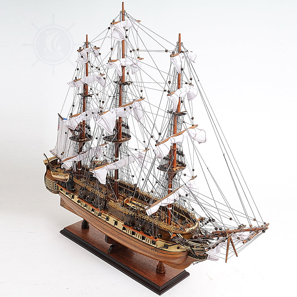 USS CONSTITUTION MODEL SHIP MID WITH DISPLAY CASE FRONT OPEN | High-quality | Fully Assembled Wooden Ship Models