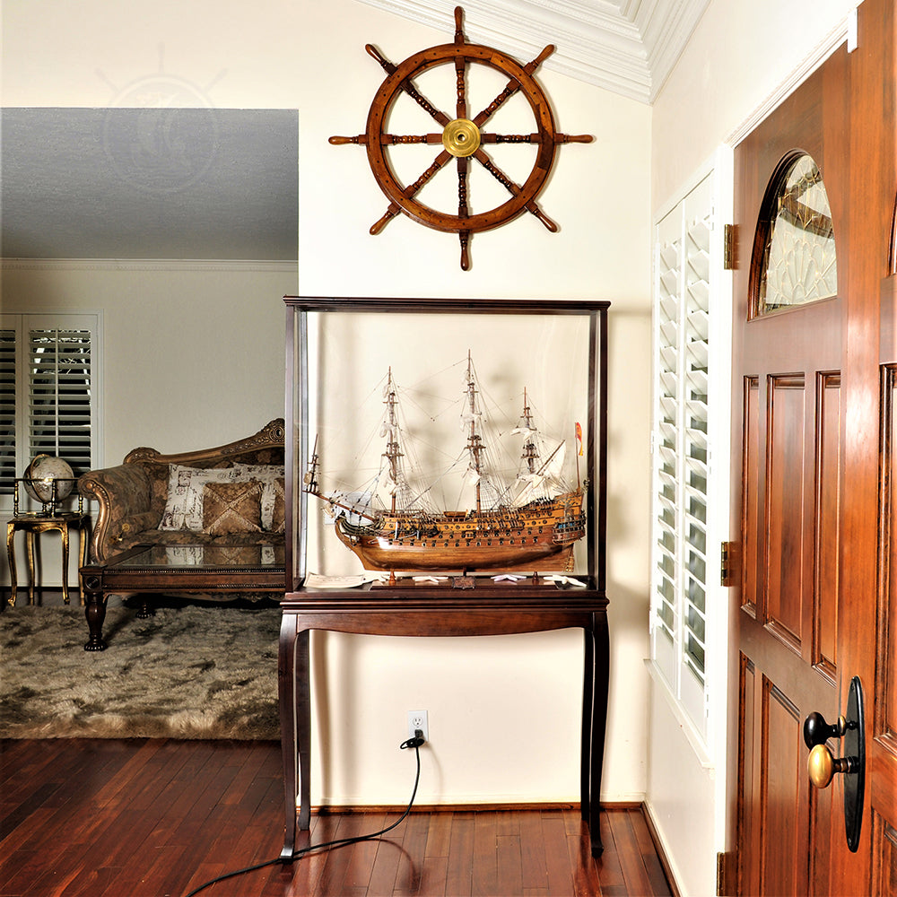 The Ultimate Protection With Floor Display Case Classic Light Brown for Your Tall Ship Model