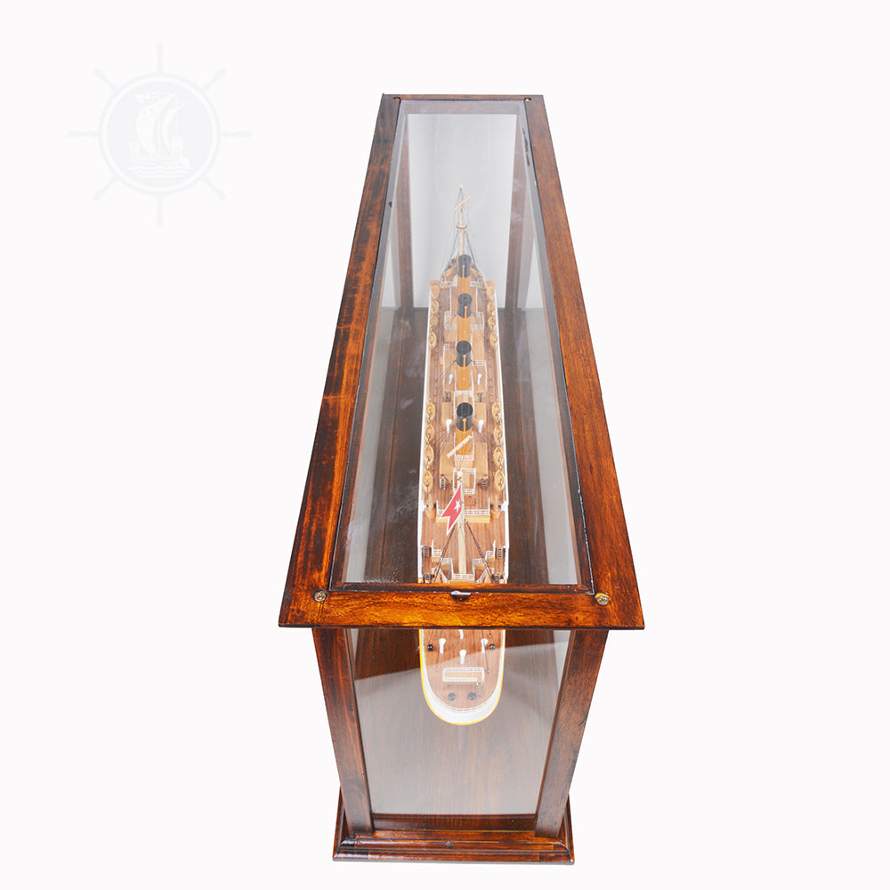 DISPLAY CASE FOR CRUISE LINER MIDSIZE CLASSIC BROWN | HIGH QUALITY DISPLAY CASE FOR MODEL SHIP | Multi sizes and style available For Wholesale