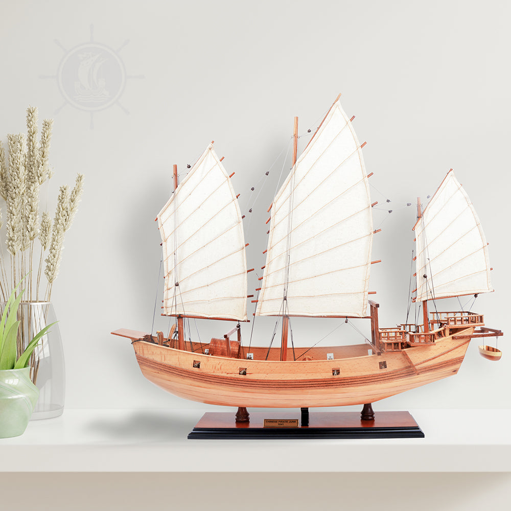 CHINESE JUNK MODEL BOAT NATURAL FINISH | High-quality | Fully Assembled Wooden Model boats For Wholesale