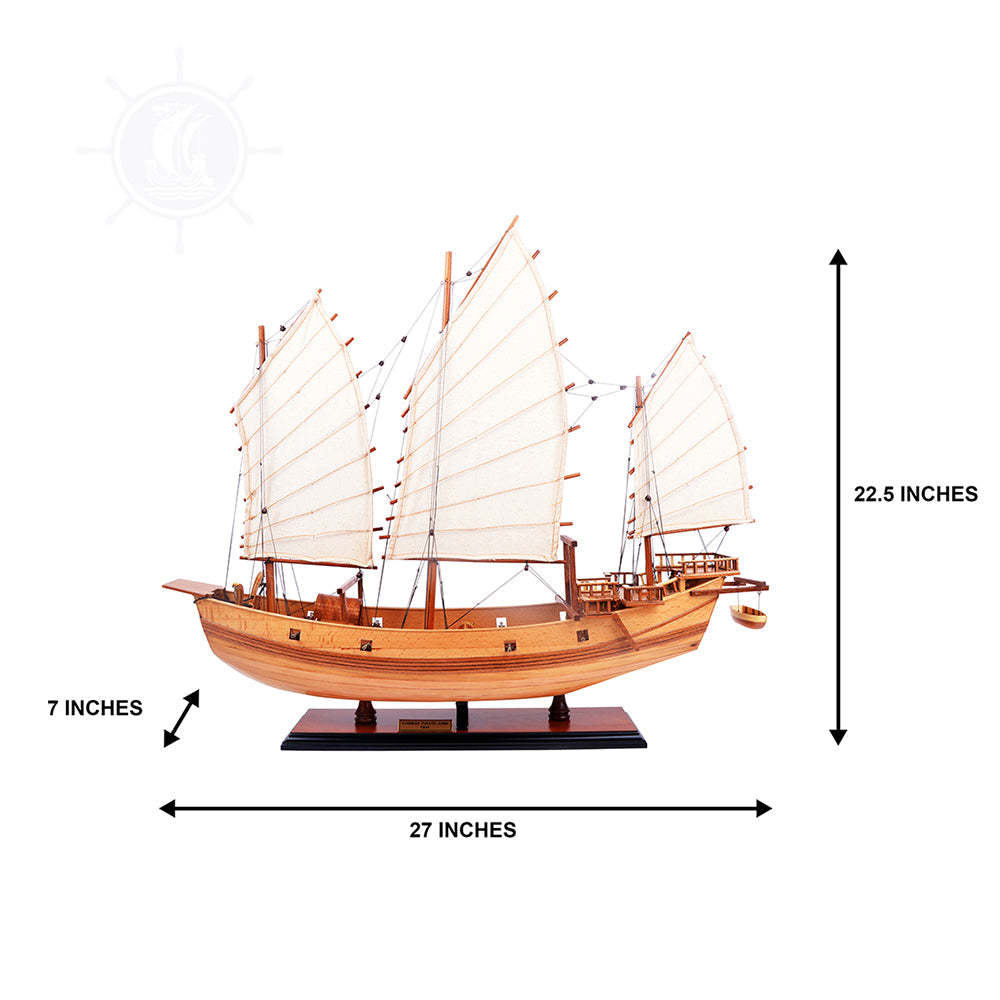 CHINESE JUNK MODEL BOAT NATURAL FINISH | High-quality | Fully Assembled Wooden Model boats For Wholesale