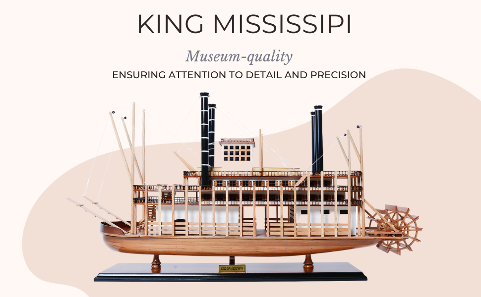 King Mississippi Paddlewheel Steamboat Model from Old Modern Handicrafts