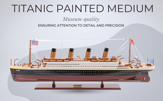 This image includes the titanic model ship, handicrafts titanic