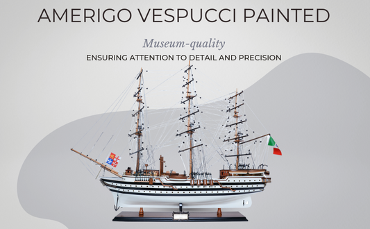 Amerigo Vespucci Painted Model Ship 80cm - A special edition of maritime history