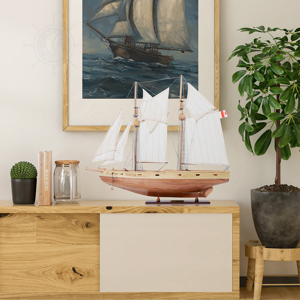 BLUENOSE II FULLY ASSEMBLED L60 | Museum-quality | Fully Assembled Wooden Ship Model For Wholesale